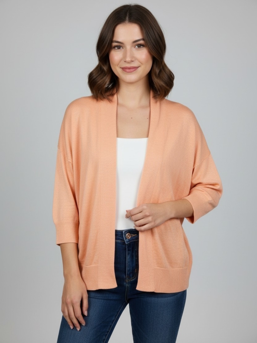 LOFT Peach Open-Front Cardigan with Pockets